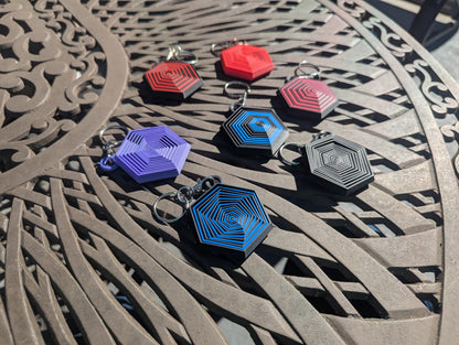 HexTwist Keychain - Black and Blue Alternating